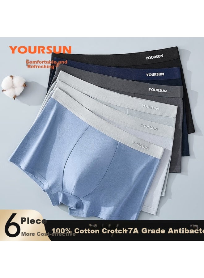 Your Sun Yi Er Shuang Men's Cotton 7a Antibacterial Boxer Briefs Loose Plus Size Breathable Men's Four-corner Shorts 6-pack - Image 4
