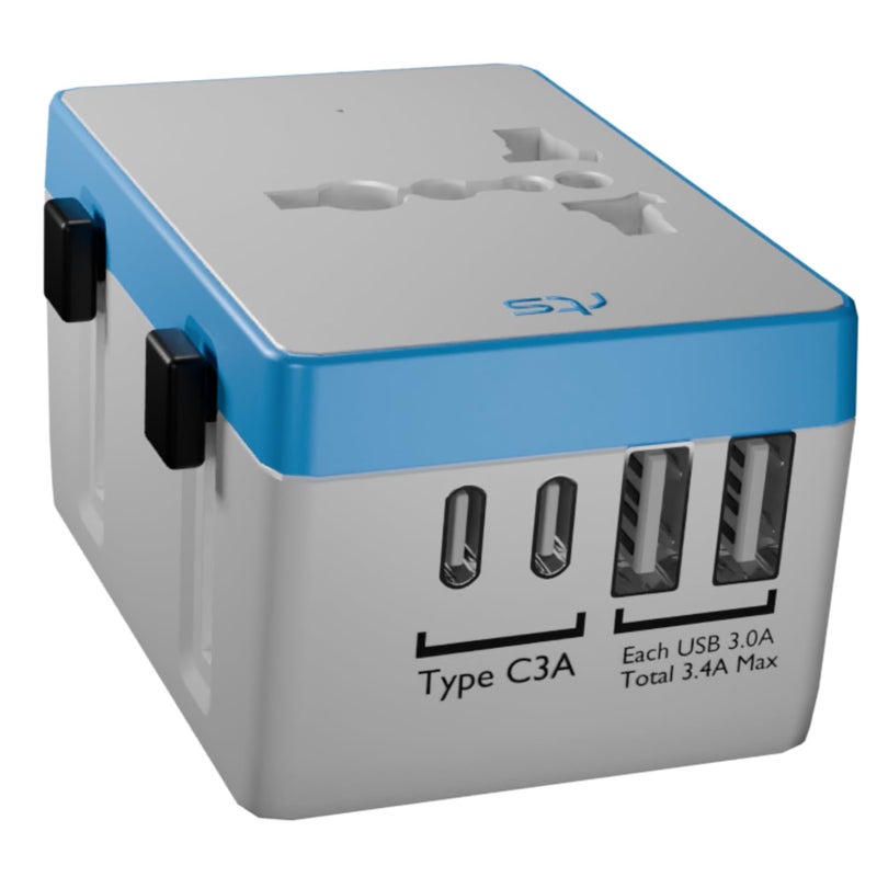 RTS Universal Travel Adapter with Type C USB C 2 Type C 2 USB All in One Worldwide Travel Essentials Charger - Image 1