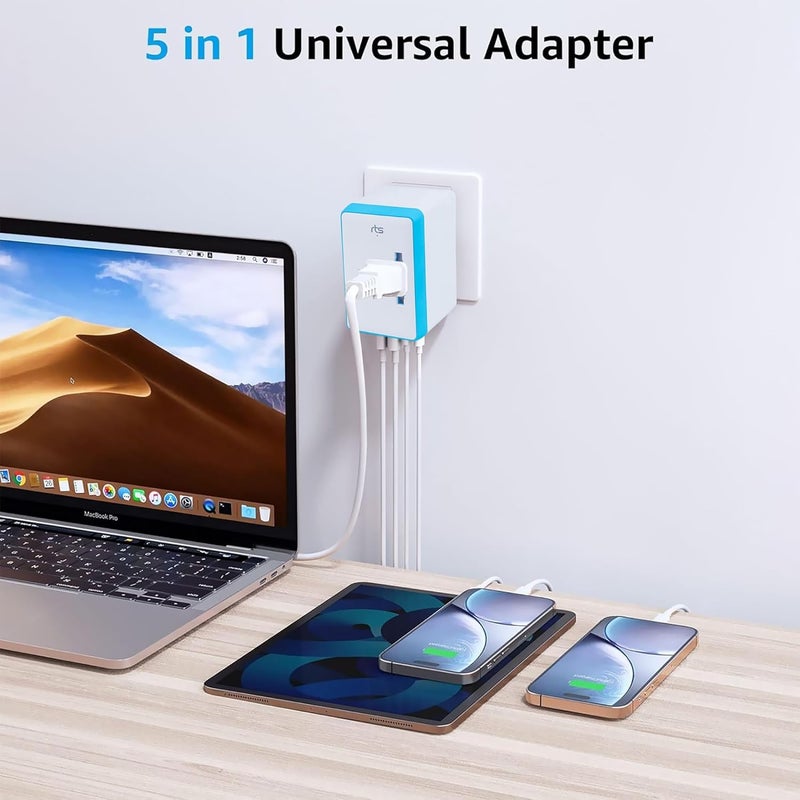 RTS Universal Travel Adapter with Type C USB C 2 Type C 2 USB All in One Worldwide Travel Essentials Charger - Image 3