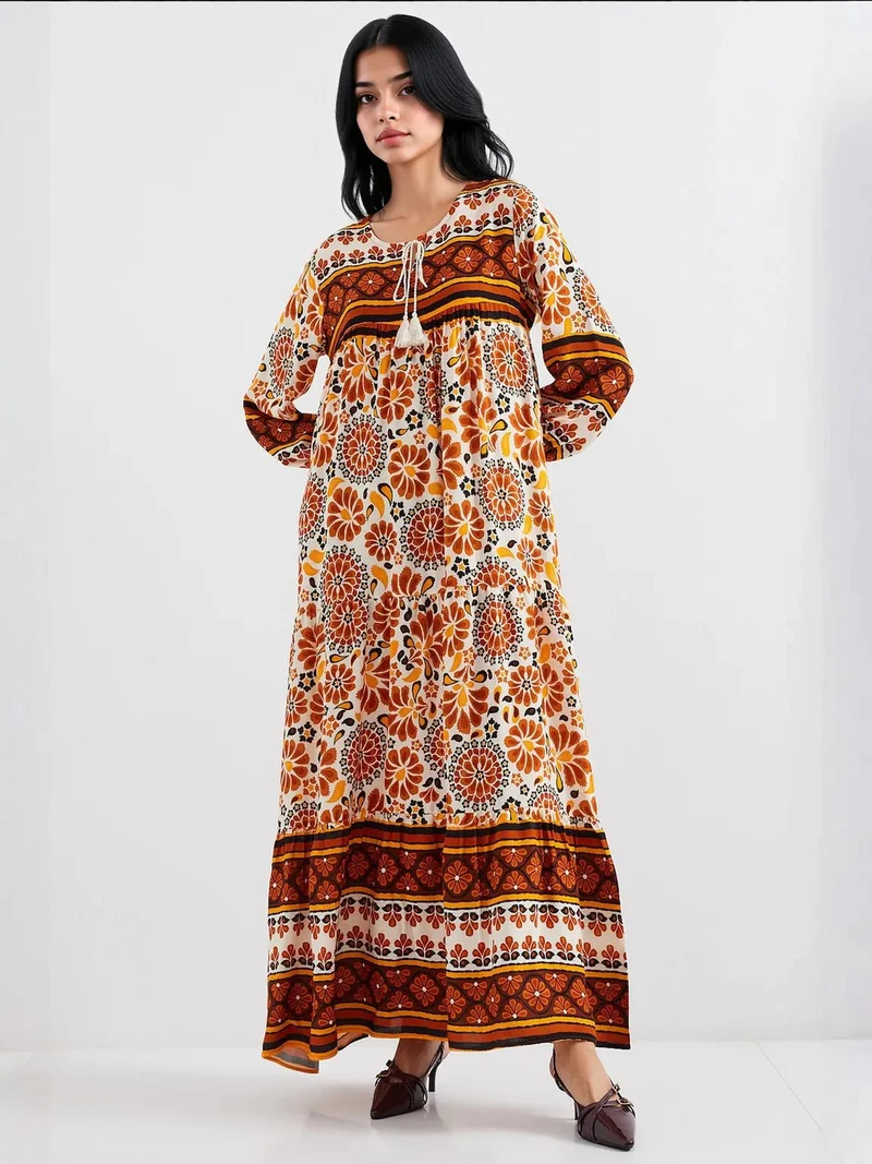 بيغ دارت فستان ماكسي بنقوش مع رباط