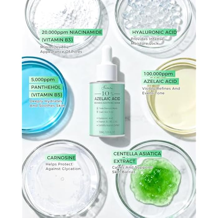 FeeMeFee Azelaic Acid Serum,10% Azelaic Acid for Face – 20,000ppm Niacinamide, 5,000ppm Vitamin B5 – Centella Asiatica & Hyaluronic Acid - Soothe Redness, Refine Texture, and Hydrate, Korean Skincare 1 Fl Oz - Image 3