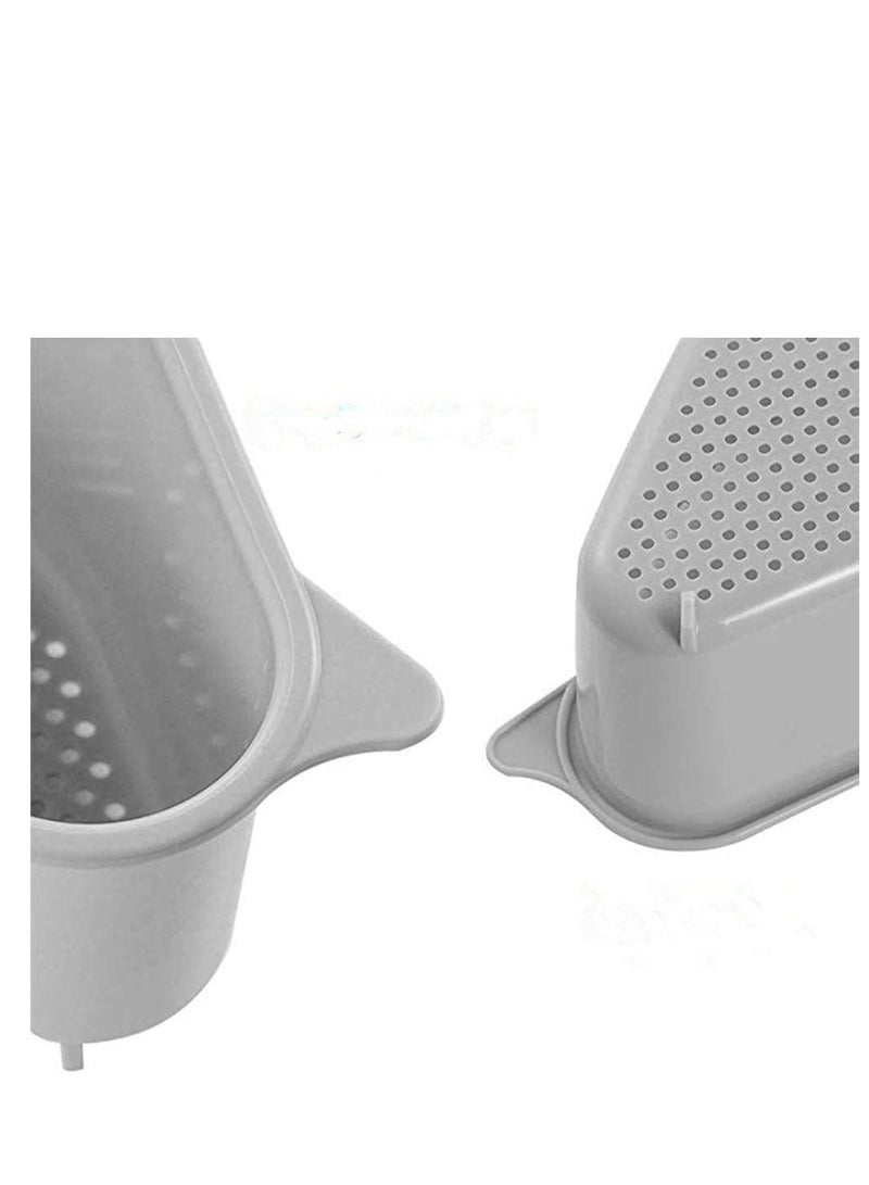Excefore Sink Strainers Basket Multifunctional Triangle Drain Shelf Sink Storage Holder Kitchen Organizer Corner Rack with Suction Cup for Kitchen Bathroom, Gray  - Image 3