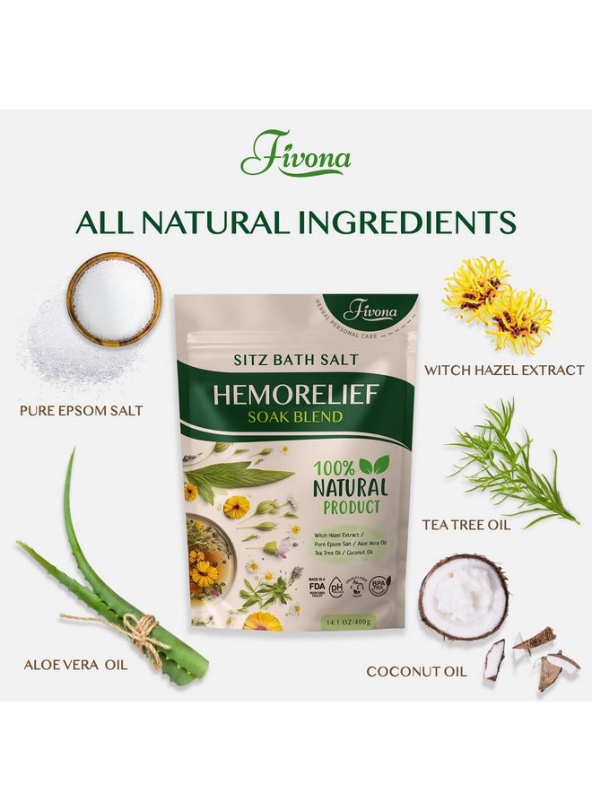 FIVONA - Ath Salt Blend For Hemorrhoids Treatment Natural Epsom Salt Soak With Natural Extracts And Oils For Fissure, Postpartum Care And Bartholin Cyst Treatment By Fivona - 14.1 Oz - Image 1