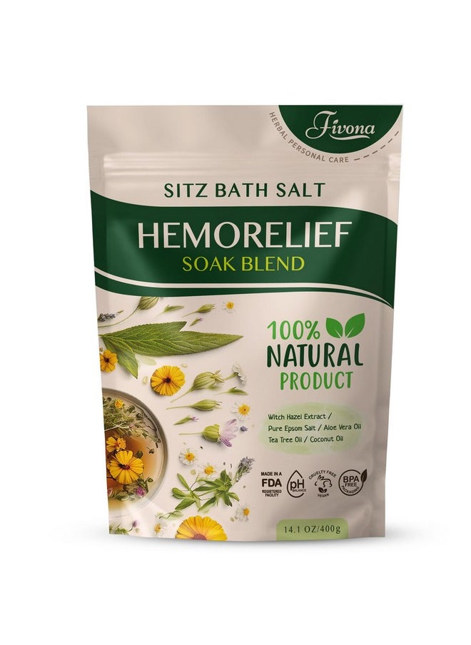FIVONA - Ath Salt Blend For Hemorrhoids Treatment Natural Epsom Salt Soak With Natural Extracts And Oils For Fissure, Postpartum Care And Bartholin Cyst Treatment By Fivona - 14.1 Oz - Image 1