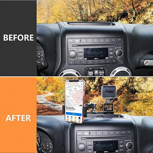 RERPRO JK Dash Phone Mount Holder for 20122018 Jeep Wrangler JK JKU Unlimited Interior Accessories Slide Rail Mounts Bracket for GoPro Action Camera and Cell Phone - Image 3