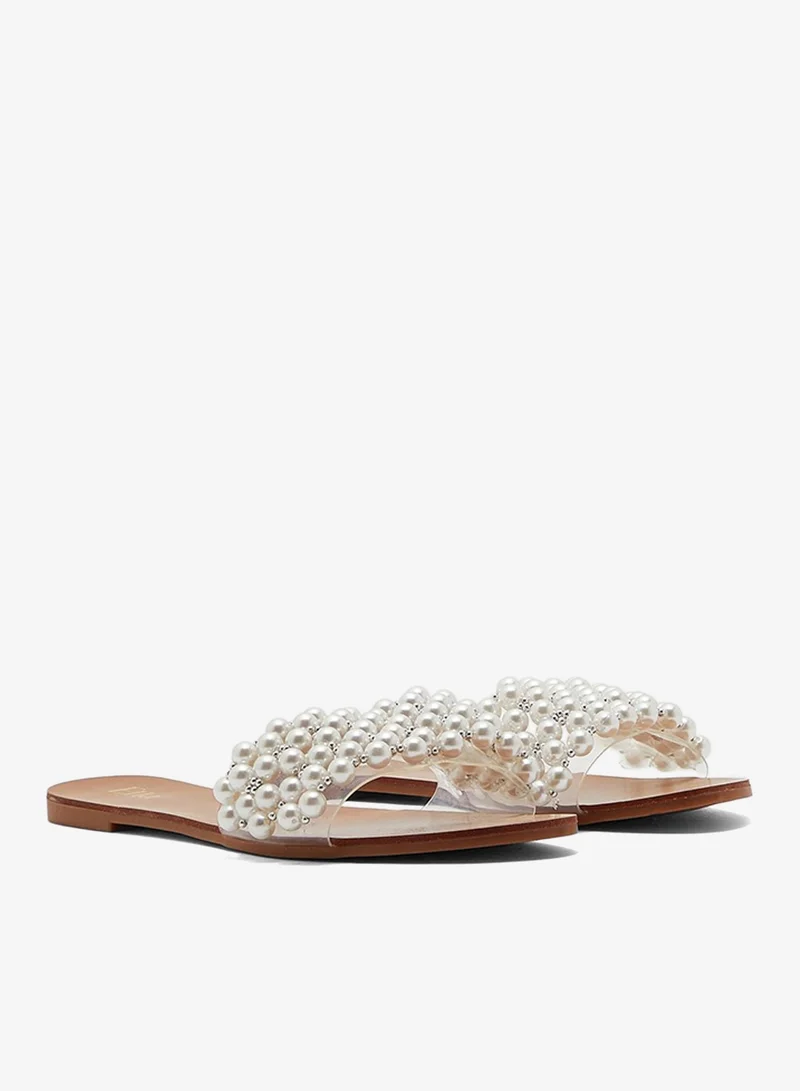 ELLA Pearl Embellished Flat Sandal