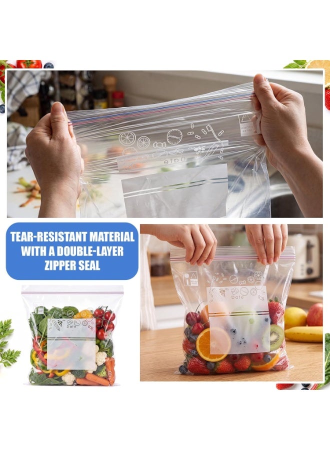 Double Zipper Reusable Food Storage Bags 18PCS 23.5 × 30.4 cm – Clear Leakproof Zip Lock Freezer & Refrigerator Storage Bags for Meat, Chicken, Fish, Vegetables, Fruits, Meal Prep, Leftovers, Snacks, Kitchen, Home & Travel Organization - Image 4