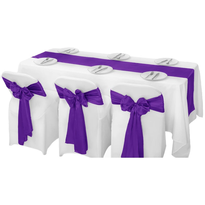 flohar 6Pack Table Runner 12 x 108 Inches Satin Silk Table Runner for Wedding, Birthday Party, Banquets, Graduations Decoration, fit Rectange and Round Table-Purple - Image 5