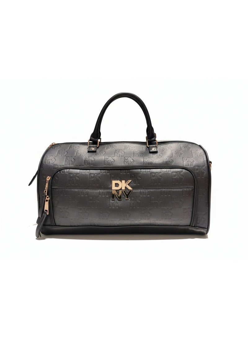 DKNY Checkerboard Softside Duffle Bag | Color Black - Image 1