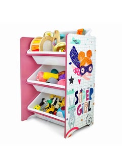 Home Canvas Home Canvas Super Girl Toy Storage 3 Bins Organizer For Kids Play Room, Multicolor  - Image 2