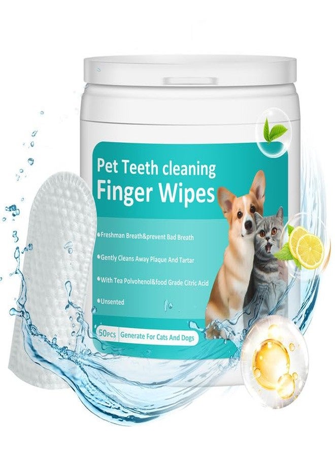 PITHER Dog Teeth Cleaning Wipes, Pet Dental Finger Wipes for Dogs & Cats Disposable Gentle Dog Teeth Cleaning Pads Tooth Brushing Kit Freshen Bad Breath Remove Plaque & Tartar Buildup 50 Counts - Image 1