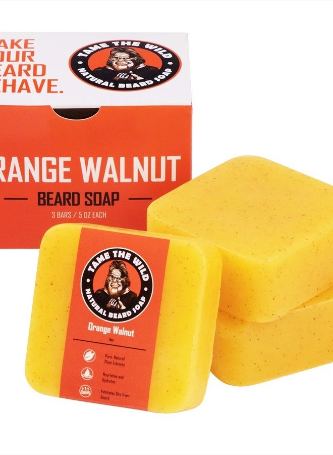TAME THE WILD MAKE YOUR BEARD BEHAVE Tame the Wild Premium Beard Wash for Men - Natural Beard Soap - Beard Shampoo & Conditioner - Mens Face Wash & Body Scrub - Made of Shea Butter & Coconut Oil - 3 Pack Set of 5oz Beard Bars - Image 1