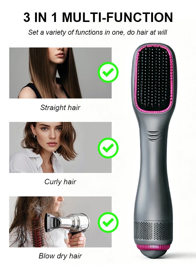 BASILKIT 1200 Watt Hair Dryer Brush Ceramic Dryer And Styler 3 In 1 Professional ， Ceramic Blow Dryer & Styler for Drying, Straightening & Curling, Grey - Image 4