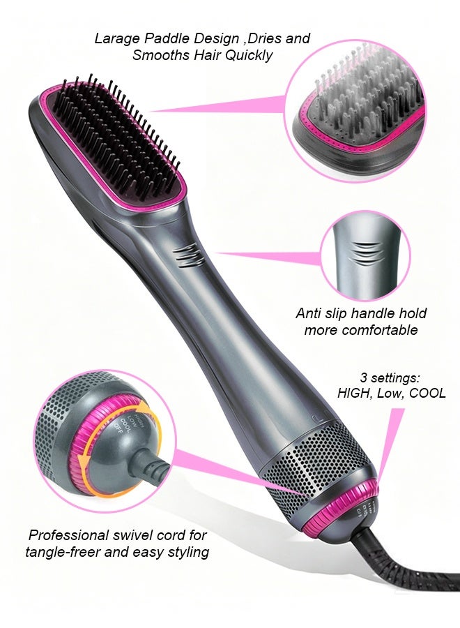BASILKIT 1200 Watt Hair Dryer Brush Ceramic Dryer And Styler 3 In 1 Professional ， Ceramic Blow Dryer & Styler for Drying, Straightening & Curling, Grey - Image 5