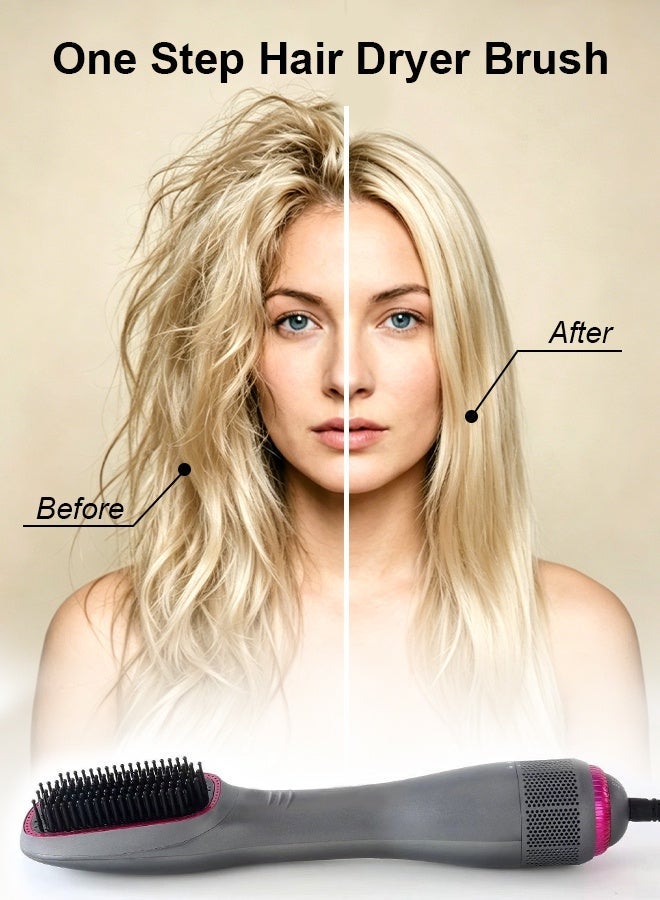 BASILKIT 1200 Watt Hair Dryer Brush Ceramic Dryer And Styler 3 In 1 Professional ， Ceramic Blow Dryer & Styler for Drying, Straightening & Curling, Grey - Image 2