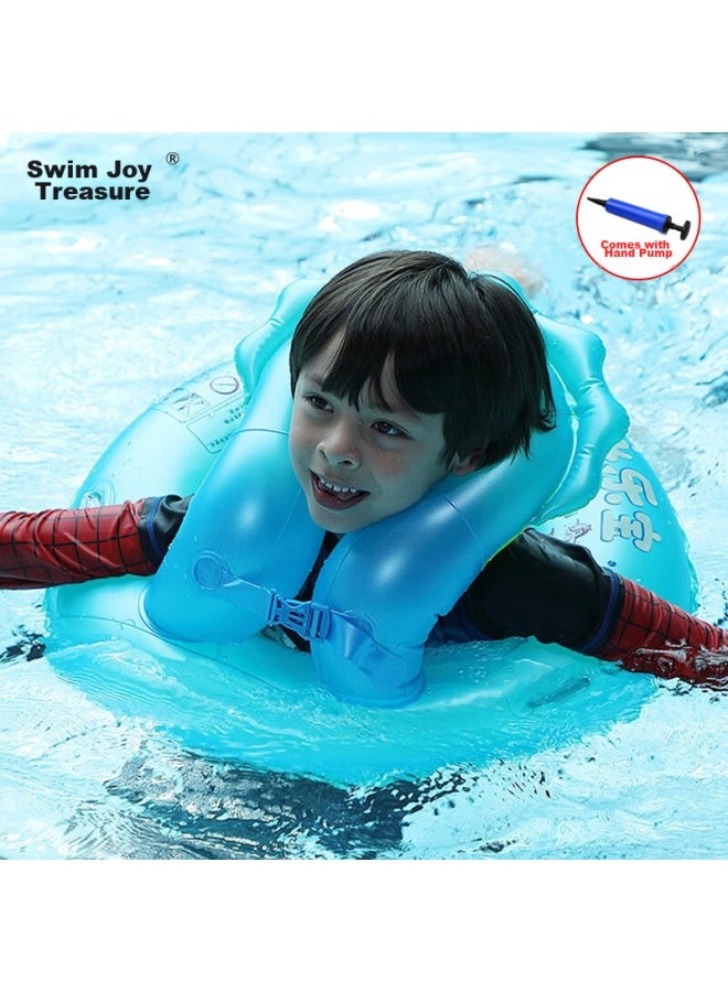 Swimming Fun Yonglebao, Upgraded Safe Anti-rollover Snake-shaped Swim Ring, Thickened Circular Inflatable Swimming Ring Life Buoy, Blue, Size S - Image 1