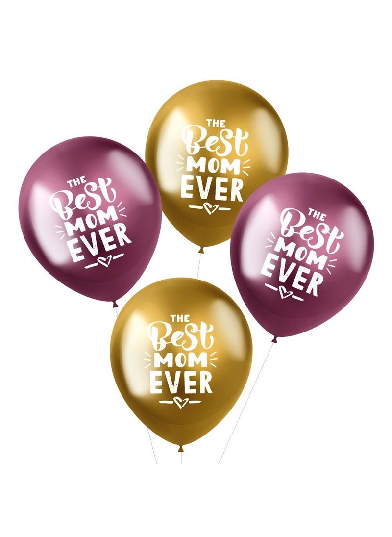 Best Mom Ever Balloons Gold Pink Metallic 33 cm 4-pack