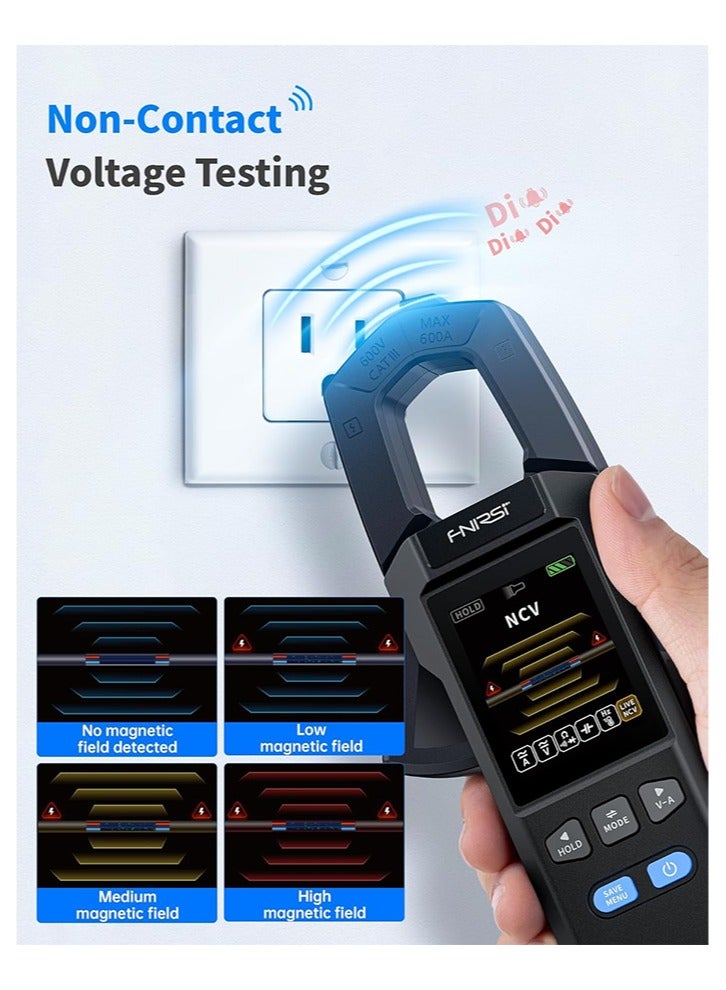 DMC-100 Digital Clamp Meter Multimeter 9999 Counts TRMS, 600A Curve Recording Rechargeable Amp Meter, Measures NCV, AC/DC Voltage Current, Continuity Capacitance Diode Resistance, Temperature - Image 3
