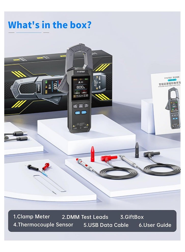 DMC-100 Digital Clamp Meter Multimeter 9999 Counts TRMS, 600A Curve Recording Rechargeable Amp Meter, Measures NCV, AC/DC Voltage Current, Continuity Capacitance Diode Resistance, Temperature - Image 4