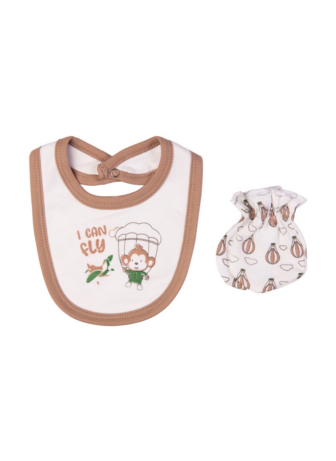 Babies Basic 5 Piece Unisex 100% Cotton Gift Set Include Bib, Romper, Mittens, Cap And Sleepsuit/Jumpsuit- I Can Fly  - Image 5
