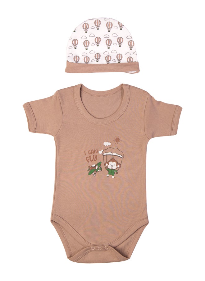 Babies Basic 5 Piece Unisex 100% Cotton Gift Set Include Bib, Romper, Mittens, Cap And Sleepsuit/Jumpsuit- I Can Fly  - Image 4