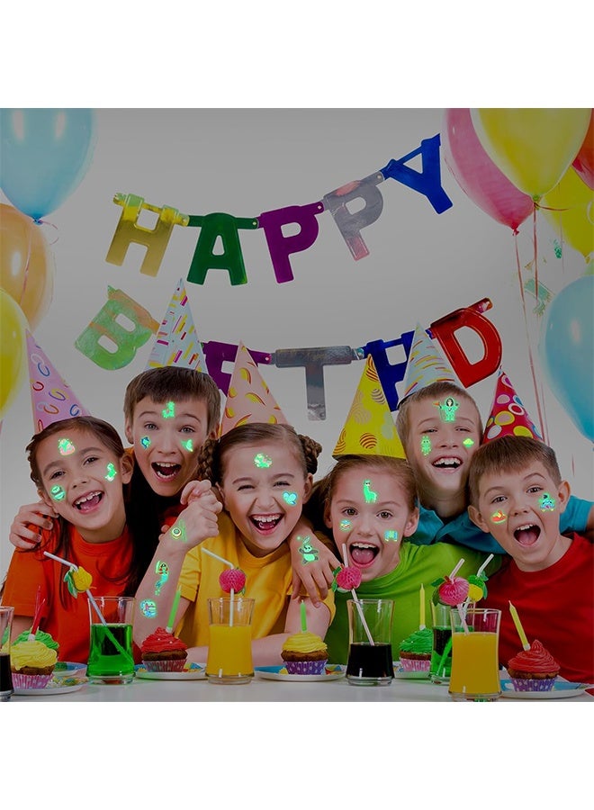 30 Sheets Glitter Temporary Tattoos for Kids Waterproof Butterfly Mermaid Unicorn Cartoon Stickers Glow Tattoo for Girls Birthday Party Favors Goodie Bags Fillers(Luminous Pattern) - Image 4