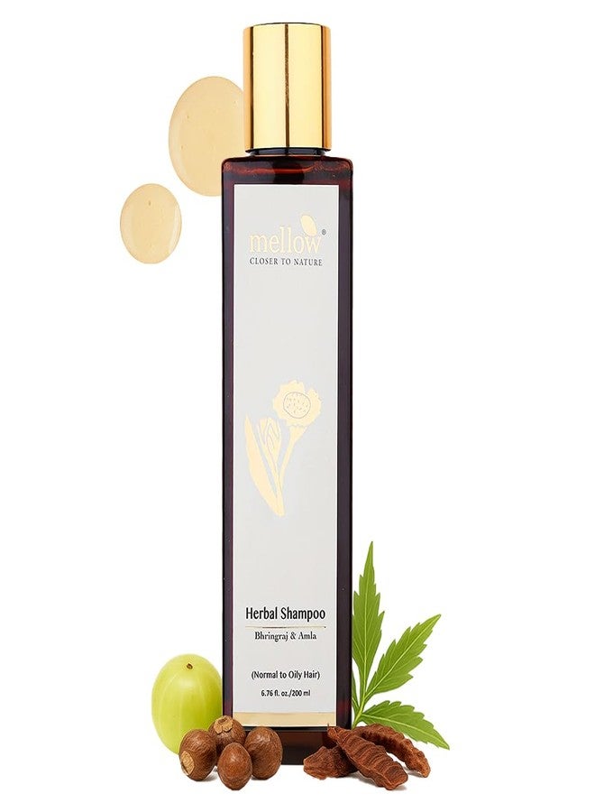 Mellow Herbal Bhringraj Shampoo For Normal To Oily Hair (100 ml) | Amla, Reetha, Shikakai & Bhringraj | Helps to balance scalp PH, Anti dandruff | Ayush Certified | 100% chemical-free - Image 1
