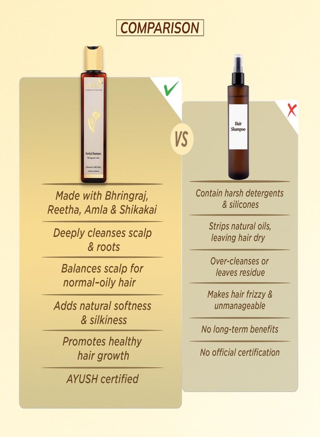 Mellow Herbal Bhringraj Shampoo For Normal To Oily Hair (100 ml) | Amla, Reetha, Shikakai & Bhringraj | Helps to balance scalp PH, Anti dandruff | Ayush Certified | 100% chemical-free - Image 4