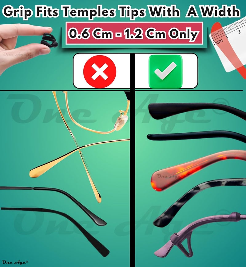 ONEAGE ONE AGE [Pack of 4pcs/2 Pairs Secure Fit Anti-Slip Silicone Ear Grips Guard Specs Holder Grip Temple Tips Rim Eyewear Retainer Sleeves Eyeglasses Spectacles Sunglasses Goggles for Sports Kids Adults - Image 4