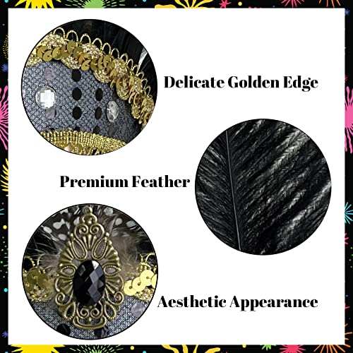 Goenb Mardi Gras Headband, Mardi Gras Headband for Women Carnival Feather Headpiece for Hawaii Costume Party (Black) - Image 4