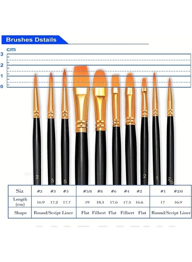 40 Pieces Paint Brush Set Round Pointed Tip Nylon Hair Artist Acrylic Paint Brushes for Acrylic Painting Oil Watercolor, Face Nail Art, Canvas, Miniature Detailing & Rock Painting, Blue and Black - Image 2