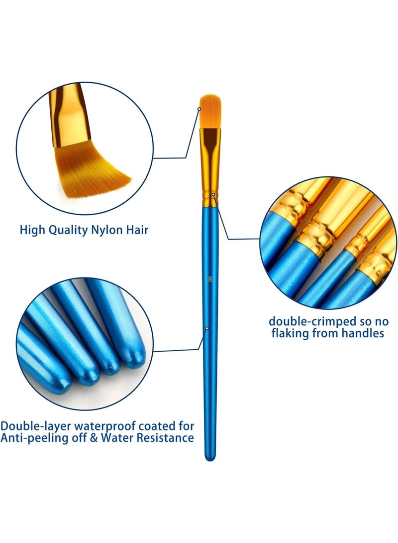 40 Pieces Paint Brush Set Round Pointed Tip Nylon Hair Artist Acrylic Paint Brushes for Acrylic Painting Oil Watercolor, Face Nail Art, Canvas, Miniature Detailing & Rock Painting, Blue and Black - Image 5