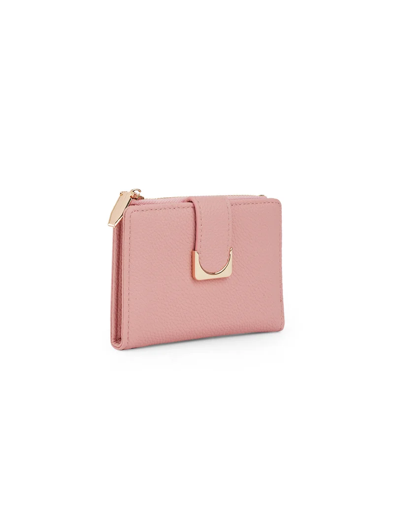 جلو باص محفظة نسائية وردية من جلوبس بسحاب وجيب للعملات