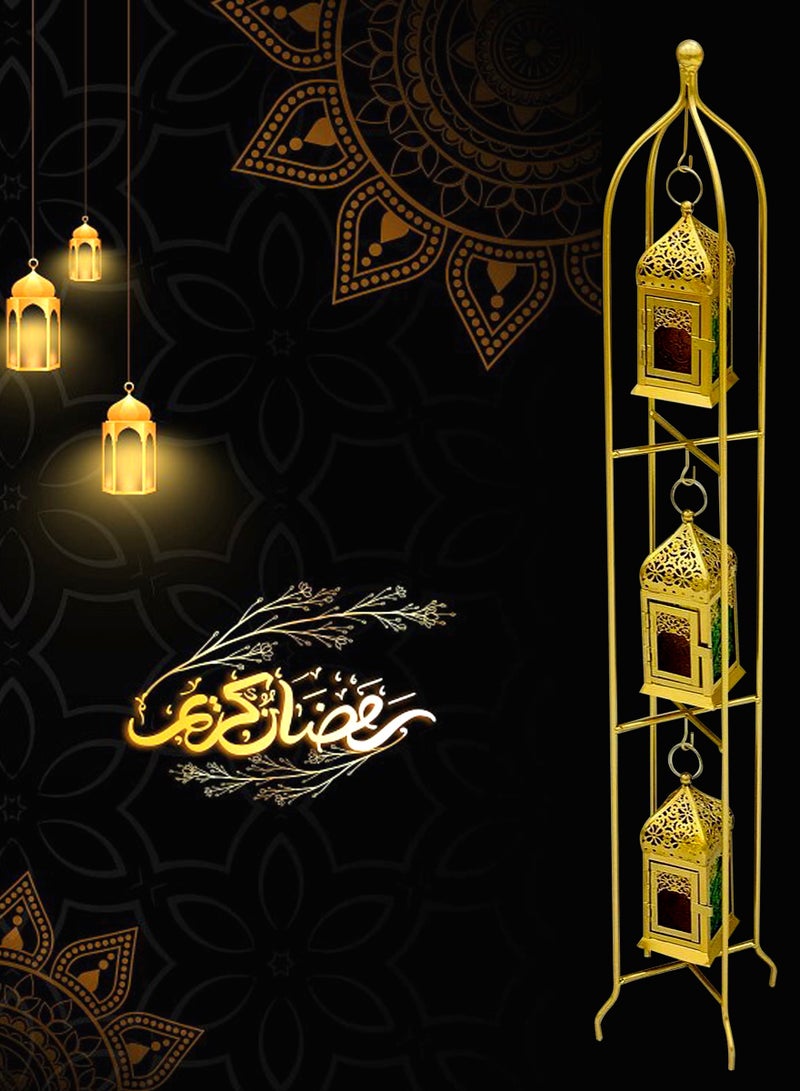 Living 3 Candle Lantern In 1 Stand 95 CM  - Image 1