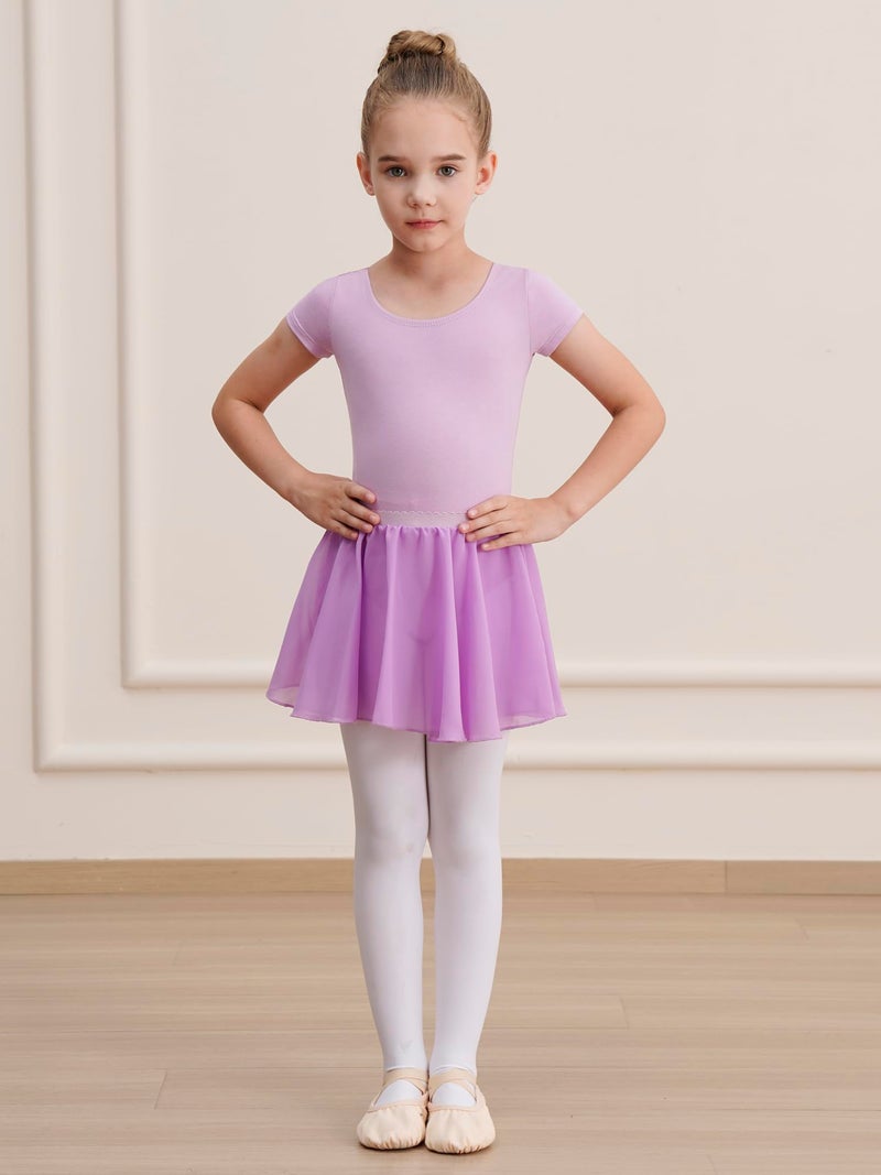 WEGETIT Leotard Girls Gymnastics Toddler Dance Ballet Pink Leotard Dresses with Skirt (Light Purple,8-10 Years) - Image 2
