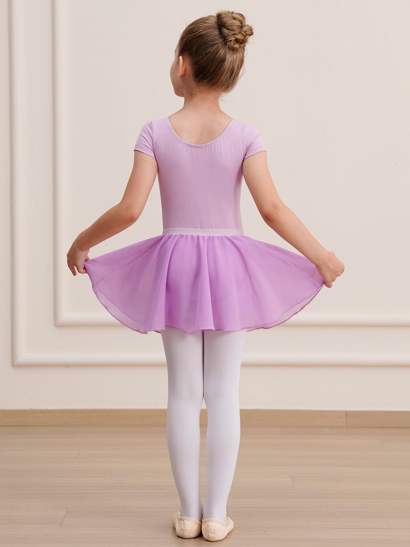 WEGETIT Leotard Girls Gymnastics Toddler Dance Ballet Pink Leotard Dresses with Skirt (Light Purple,8-10 Years) - Image 3