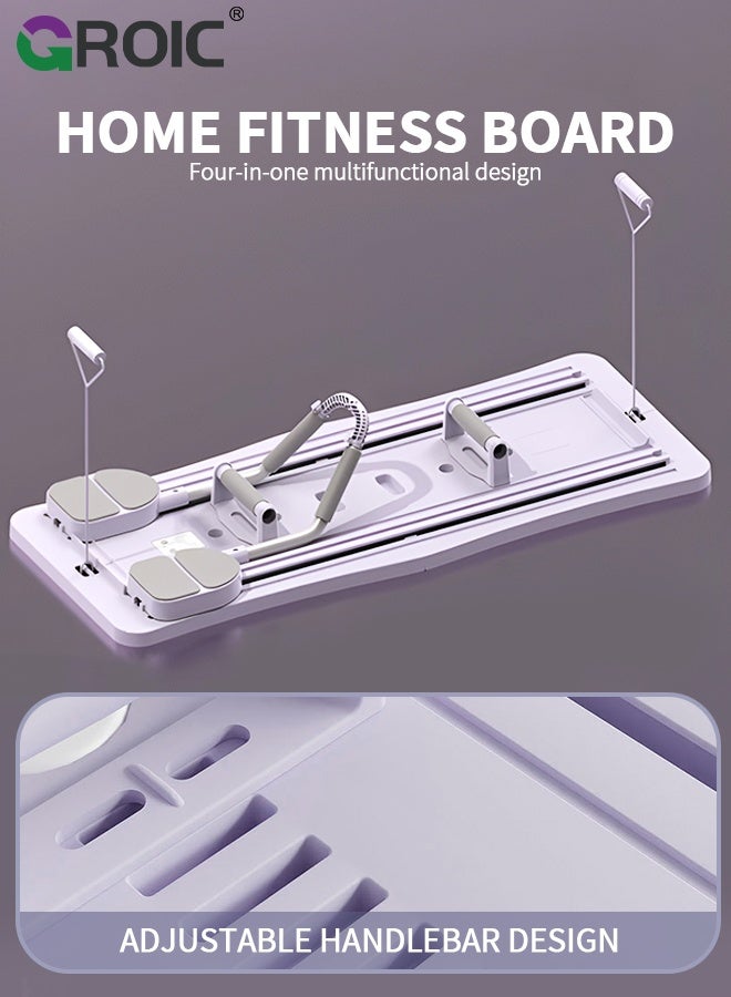 GROIC 5 in 1 Pilates Board Multifunctional Ab Exercise Board Machine, Push Up Pilates Reformer Set Ab Roller Wheel, Ab Trainer, Ab Machine, Exercise Board, Abdominal Board Exercise Equipment for Home - Purple - Image 2