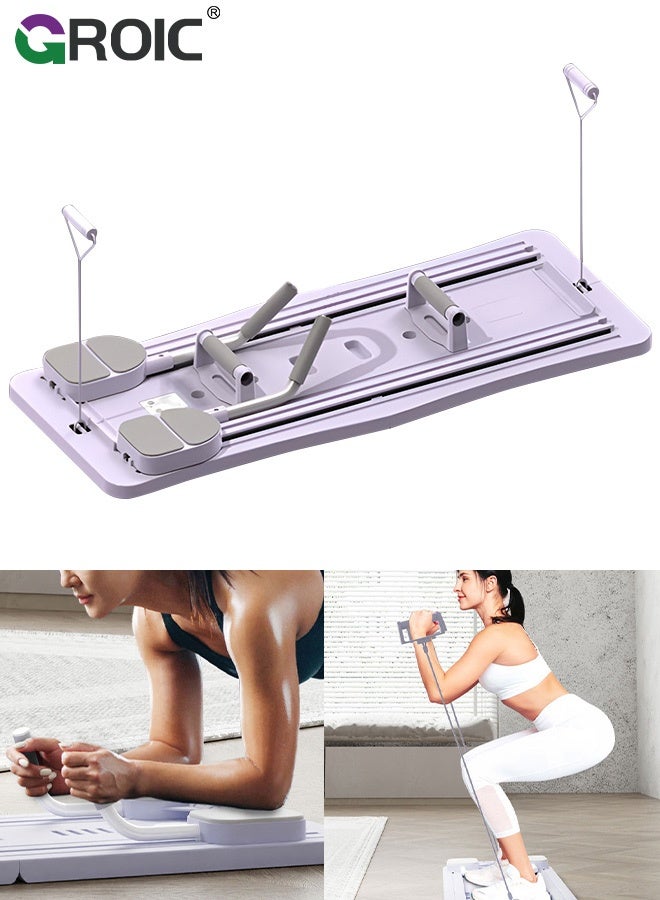 GROIC 5 in 1 Pilates Board Multifunctional Ab Exercise Board Machine, Push Up Pilates Reformer Set Ab Roller Wheel, Ab Trainer, Ab Machine, Exercise Board, Abdominal Board Exercise Equipment for Home - Purple - Image 1