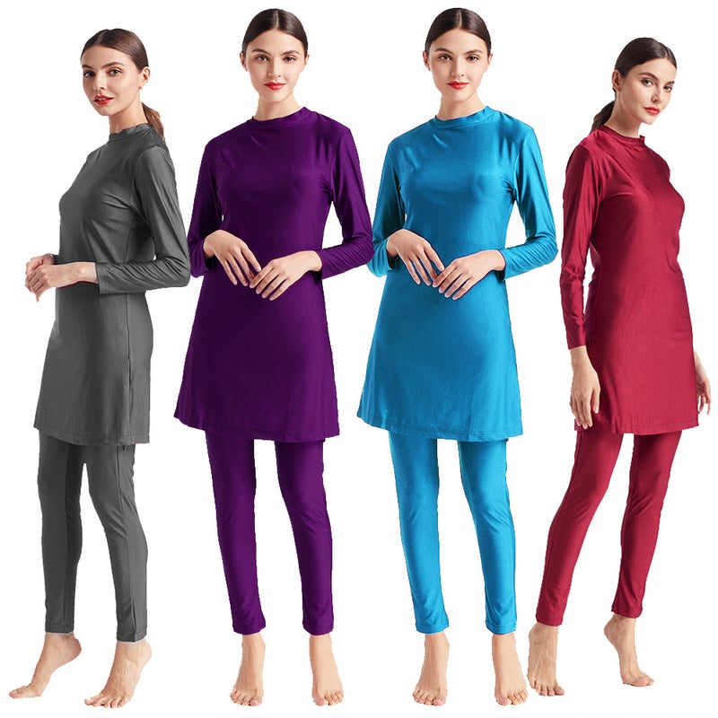 Conservative Swimsuit Swimsuit Three-Piece Turban Hat M098 - Image 3