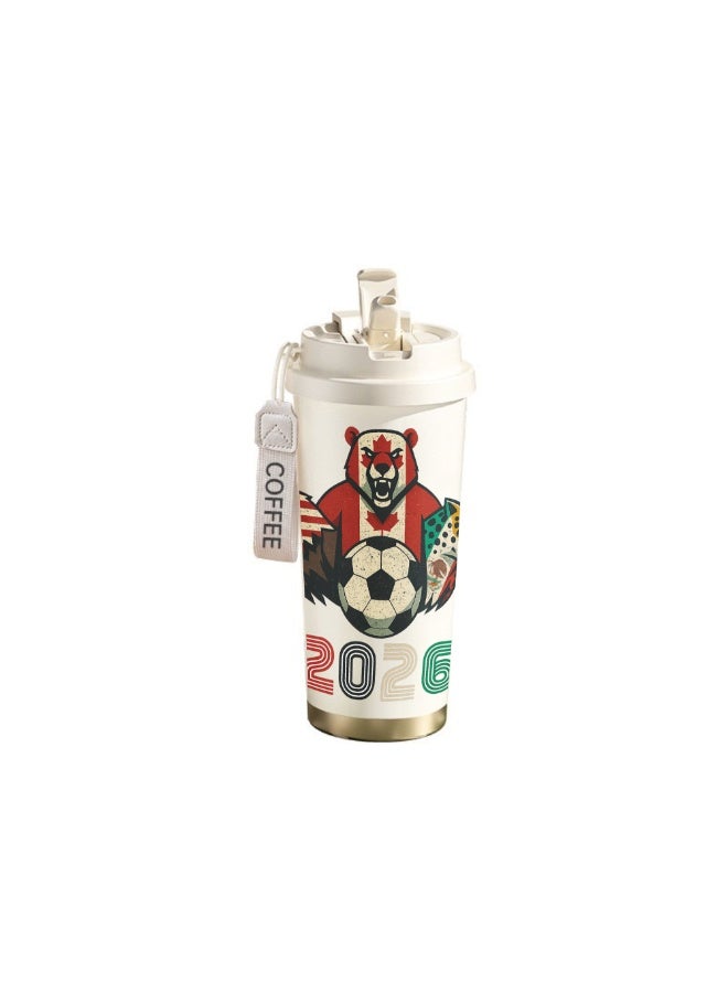 FIFA 520ml World Cup Printed Stainless Steel Insulated Water Bottle Double Wall Vacuum Thermal Flask Leakproof Cup for Hot & Cold Drinks - Image 1