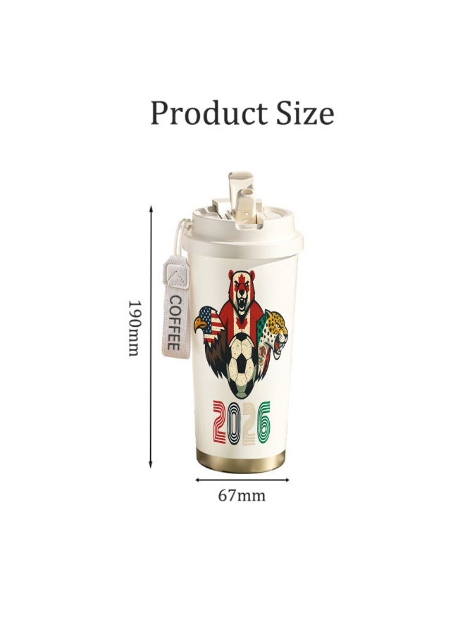 FIFA 520ml World Cup Printed Stainless Steel Insulated Water Bottle Double Wall Vacuum Thermal Flask Leakproof Cup for Hot & Cold Drinks - Image 2