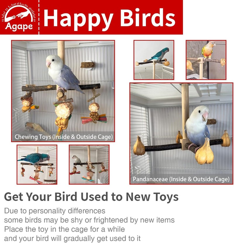Agape Rotating Parrot Perch Toy, Natural Wooden Stand for Small & Medium Birds, Bird Cage Accessory with Exercise Wheel for Parakeets, Cockatiels Lovebirds Conures Finches Budgies - Image 3