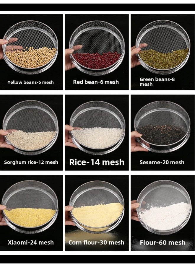 Generic - Sieve Flour Sieve Stainless Steel Sample Sieve Muffin Cat Sand Fine Rice Sieve Soybean Milk Fried Chicken Sesame Traditional Chinese Medicine Sugar Powder Tea-Colour:Diameter 40cm 18 Mesh/sponge Cake Sesame - Image 1