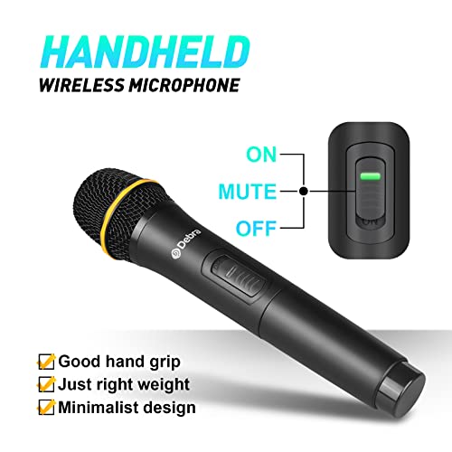 D Debra Audio AU800 Pro UHF 8 Channel Wireless Microphone System with Cordless Handheld Lavalier Headset Mics, Metal Receiver, Ideal for Karaoke Church Party (4 Handheld & 4 Bodypack) - Image 4