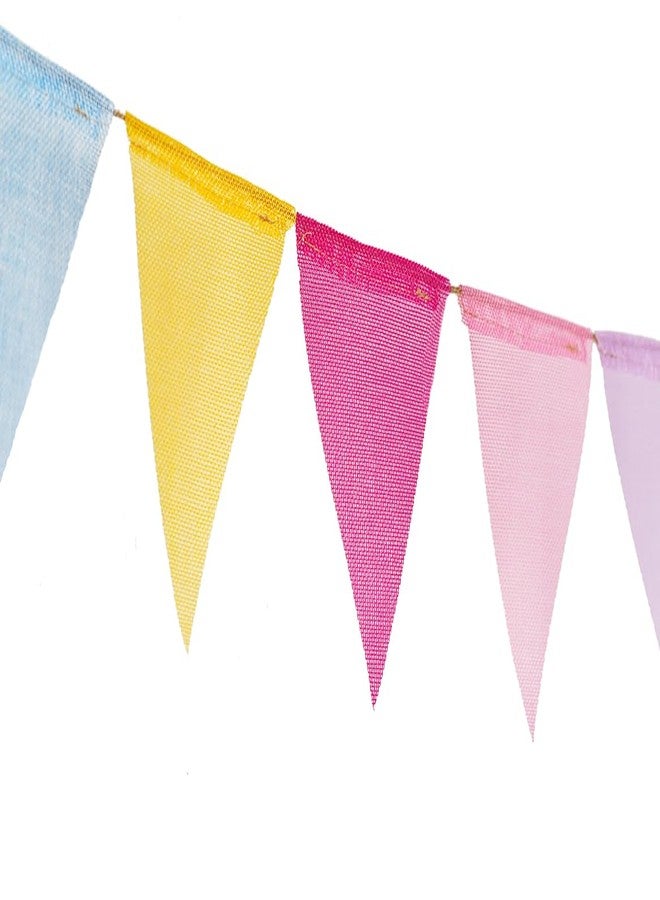 CROWNOS Colorful Pennant Banner, 24pcs Pre-Strung Imitated Burlap Fabric Pastel Rainbow Hanging Flags Bunting Garland for Outside Classroom Party Decorations - Image 5
