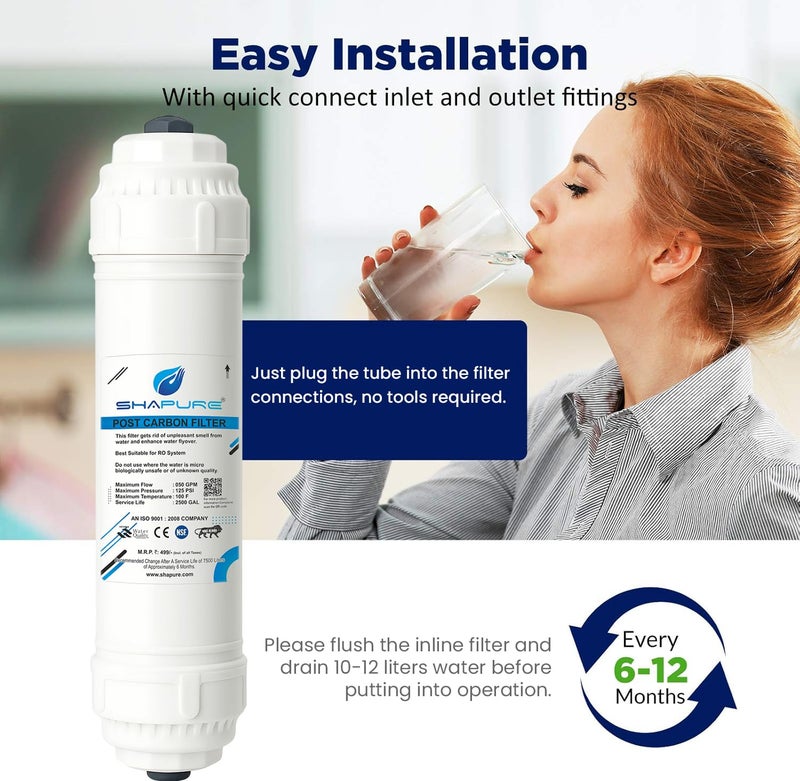 Shapure Quick Fit RO Inline Filter Kit – Sediment, Pre Carbon, Post Carbon Filters with Connectors | Compatible with All Domestic RO, UV & UF Water Purifiers - Image 4
