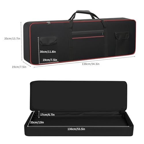 MUINS 88 Key Keyboard Case(Inner dimension: (53.5"*13"*6.7"),digital piano Keyboard carrying travel case Gig bag,thickened waterproof foldable Oxford cloth,Music Page Holder & Keyboard Stickers - Image 2