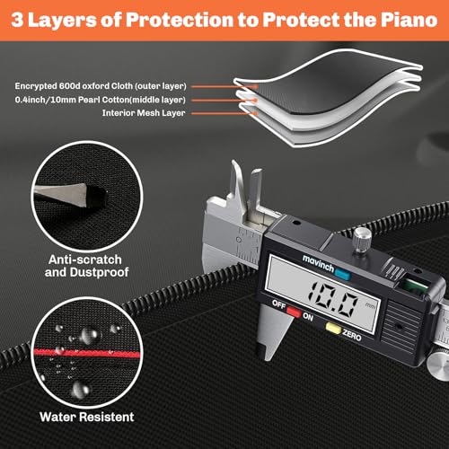 MUINS 88 Key Keyboard Case(Inner dimension: (53.5"*13"*6.7"),digital piano Keyboard carrying travel case Gig bag,thickened waterproof foldable Oxford cloth,Music Page Holder & Keyboard Stickers - Image 3