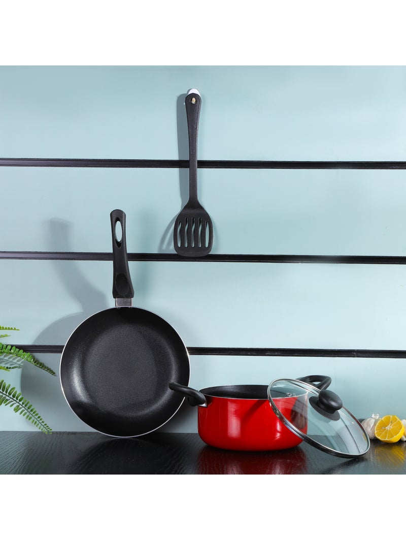 DELCASA Delcasa 8 Piece Non Stick Cookware Set DC2912 30x13.5 cm casserole with lid, a 24x11 cm casserole with lid, a 20x9 cm casserole with lid, a 24x5 cm frypan, and a nylon turner  - Image 4