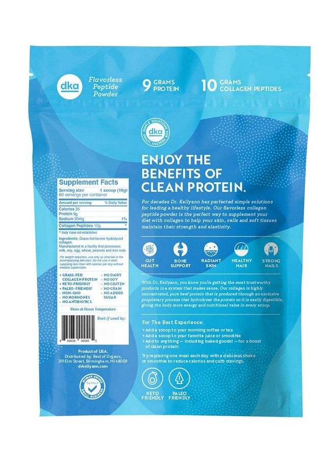 Dr. Kellyann - Hydrolyzed Collagen Peptides Protein Powder Unflavored (60 Servings 1.3Lbs) Grass Fed Paleo & Keto Collagen Supplement Non Gmo Gluten Dairy And Soy Free Protein 9G Collagen 10G - Image 1